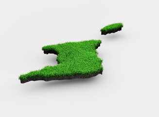 3D Grass map of Trinidad and Tobago in green, floating above a white background. Concept 3d...