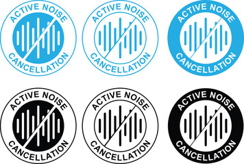 Active Noise Cancellation Label – Sound Block Icon for Audio Products