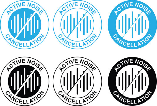Active Noise Cancellation Label &ndash; Sound Block Icon for Audio Products