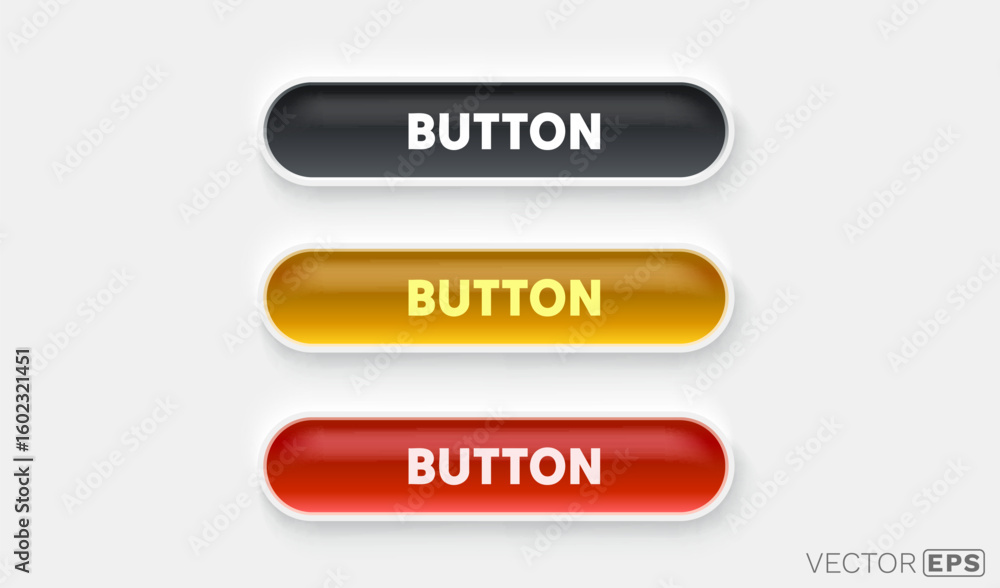 Poster collection of colored buttons, frame label, event web bar, buttons with color. vector illustration