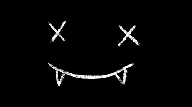 Grungy X Eyes Fangs Smile Gothic Vibe Dark Halloween Minimalist Art