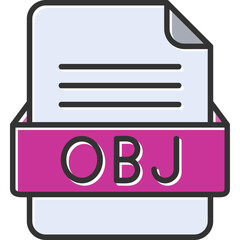 OBJ File Format Vector Icon Design