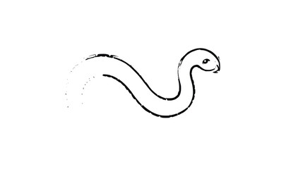 Fototapeta premium Worm Line Drawing – Simple Earthworm Minimal Sketch Outline
