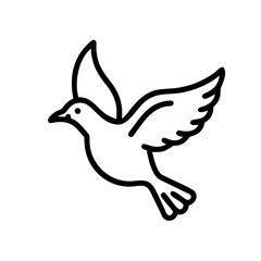 A stylized, geometric illustration of a yellow bird or dove, with simple angular wings and beak, against a plain white background.
