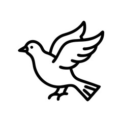 A stylized, geometric illustration of a yellow bird or dove, with simple angular wings and beak, against a plain white background.
