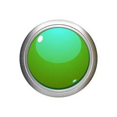 green glossy button on White Background 
