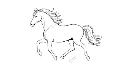 Obraz premium Galloping Horse Line Art – Dynamic Running Horse Sketch Outline