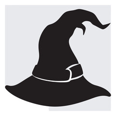 Halloween Witch Hat Vector SVG – Spooky Black Witch Hat Illustration