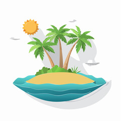 Obraz premium Papercraft illustration, Minimalist Paper Craft exotic Island