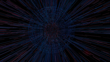 Fototapeta premium Abstract hyperspace jump effect with blue and red streaks