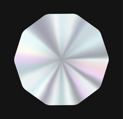 smooth octagonal gradient badge with an iridescent metallic glow on a black background. Ideal for modern branding, digital UI, and high-tech product labels.
