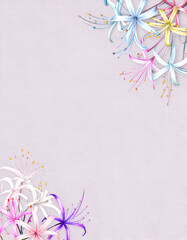 A soft pastel background adorned with colorful, delicate flowers.