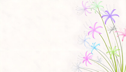 A soft, floral design featuring colorful flowers on a light background.