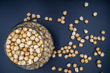 Beautiful organic dried chickpea beans consisting of raw bengal legume pea