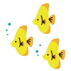 黄色い熱帯魚の群れイラスト素材