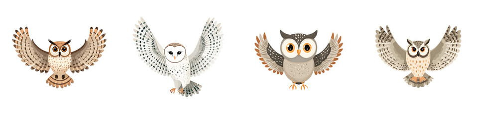 Obraz premium Owl Collection: Adorable Bird Illustration for Children and Nature Designs