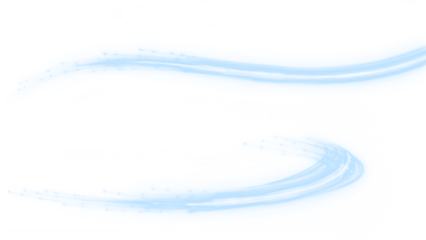 Elegant blue light swirl with sparkles and stars. PNG image with transparent background for graphic design, abstract overlays, motion trails, or banner accents.