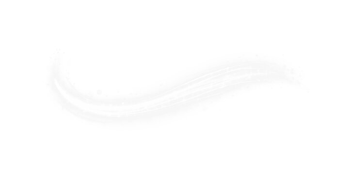 Elegant white swirl with soft glow and smooth motion. PNG with transparent background, perfect for winter breeze effects, cold air overlays, or abstract wind and smoke design.