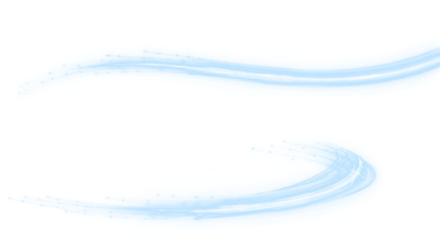 Elegant blue light swirl with sparkles and stars. PNG image with transparent background for graphic design, abstract overlays, motion trails, or banner accents.