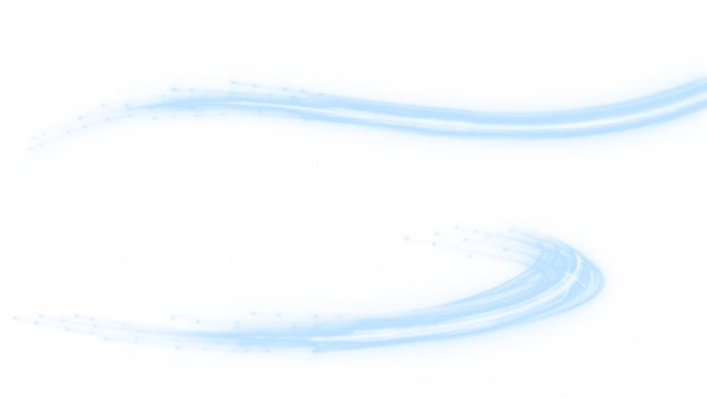 Elegant blue light swirl with sparkles and stars. PNG image with transparent background for graphic design, abstract overlays, motion trails, or banner accents.