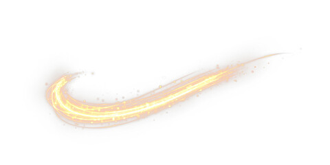 Warm glowing orange light streak PNG, isolated on transparent background. Perfect for Christmas magic trail, holiday sparkle overlays, or festive glow elements in winter design.