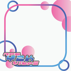 neoy2k02Pink and Blue Bubblegum Y2K Fashion Flat Frame Template on White Background