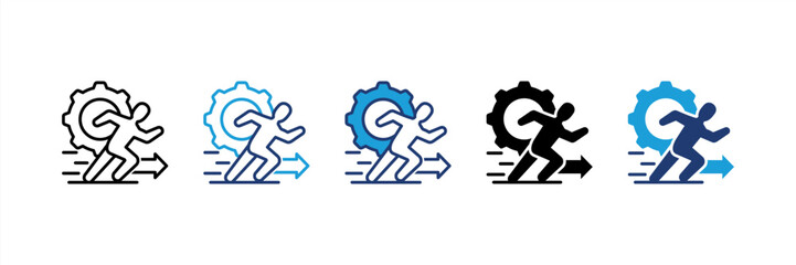 Action icon set multiple style collection