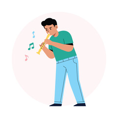 Singing with a Microphone Vector  illustration. EPS 10 file