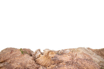 Isolated rock on white background with  copy space.