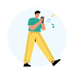 Vibing with Music Vector  illustration. EPS 10 file