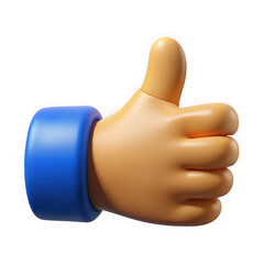 3d cartoon hand giving a thumbs up gesture isolated on transparent background