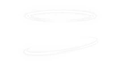 White spiral graphic element with soft glowing edges and sparkles. Clean minimal swirl for modern winter graphics, posters, and overlays.