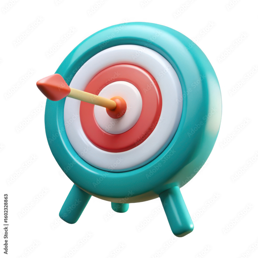 Poster 3d target with arrow isolated on transparent background