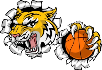 Gordijnen Wildcat Bobcat Bobcats Wildcats Basketball Mascot © Christos Georghiou