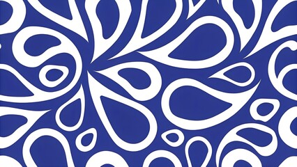 Captivating abstract white organic shapes bloom across a vibrant royal blue background, creating a modern, dynamic, and eye-catching visual.