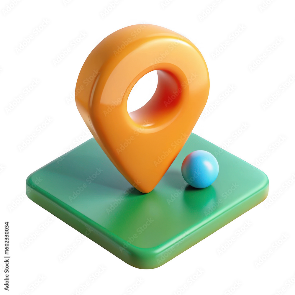 Poster 3d location pin icon with base isolated on transparent background