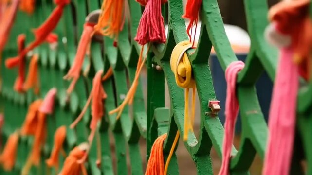 Ajmer Sharif dargah, Rajasthan. Niya threads (prayer intentions). India.
