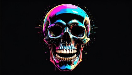 Vibrant, colorful skull graphic art
