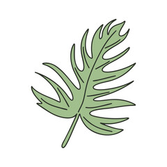 초록의 나뭇일 라인 드로잉 일러스트