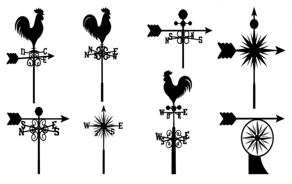 vector silhouette of weather vane on white background . Generative AI
