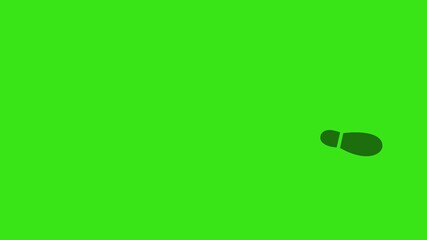 shoe prints animation. walking shoeprints. footstep animation. foot prints footprints bare barefoot feet transition 4k. black footprints appearing on a green background