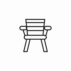 wooden patio chair icon sign vector