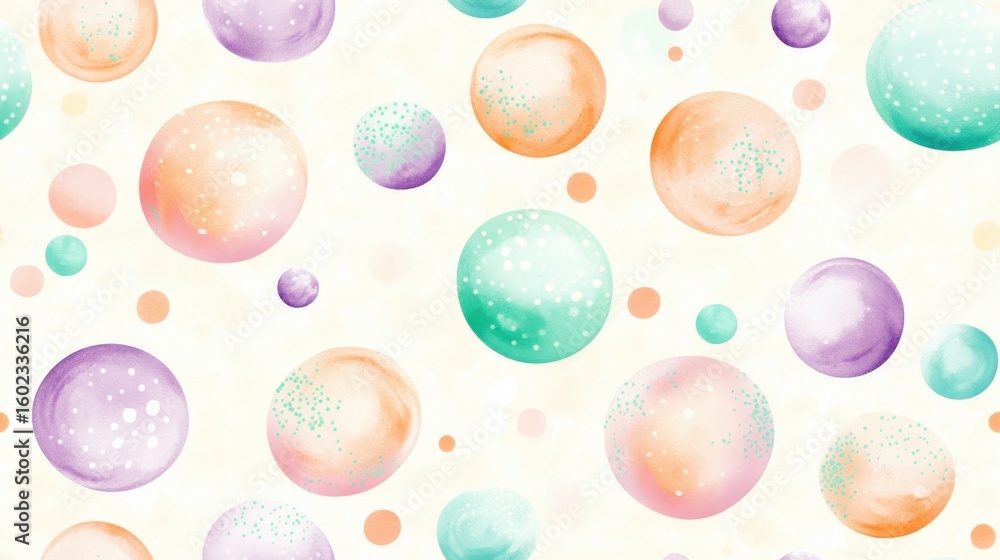 Wall mural watercolor bubbles: an abstract watercolor artwork composed of colorful, spherical shapes of various