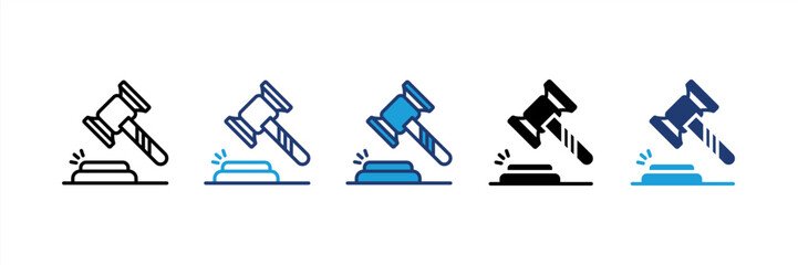 Court Gavel icon set multiple style collection