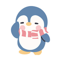 Cartoon Penguin Wearing Scarf Illustration