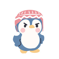 Illustration of Penguin with Winter Hat