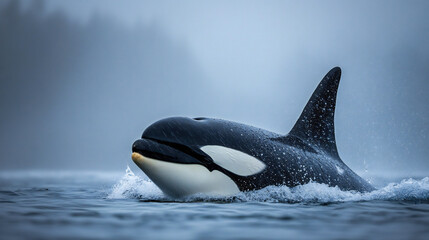 Fototapeta premium Majestic Killer Whale Swimming in Ocean Waters Orcinus Orca