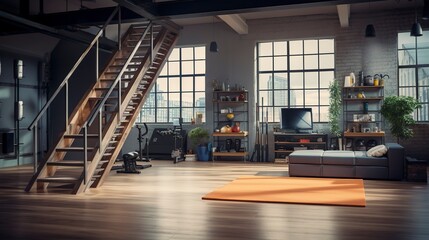 A photo of a workout space featuring agility ladder