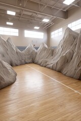 AR projection of extreme terrain over gym environment, Extreme Sports Simulation