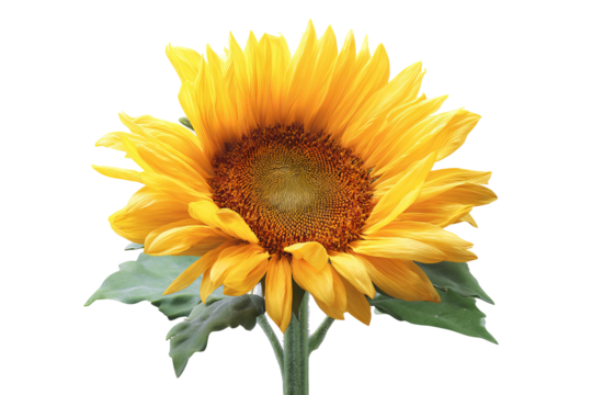 Luminous golden sunflower blossom isolated on crisp transparent background high‑resolution PNG cutout for vibrant summer floral design, eco‑friendly branding, garden decor and cheerful nature - Powered by Adobe